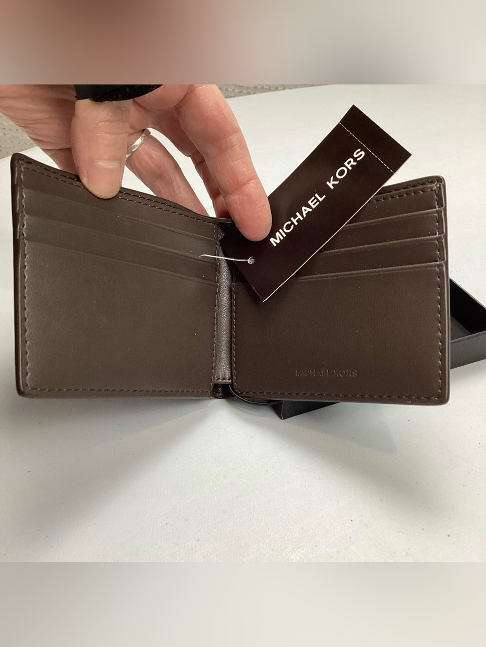 Michael Kors Andy Slim Billfold Wallet Brown Leather New With Box Retail $98 - Picture 8 of 9